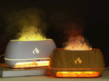Wood Grain Color Himalayan Salt Flame Aroma Diffuser - 250ml Ultrasonic Humidifier with 7-Color LED V888-ELOSUNG15734