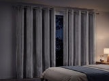 Marlow Blackout Curtains 2 Panels Velvet Room Darkening Eyelet Curtains Grey CD1024-DGY-240X230-AU