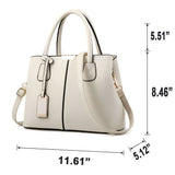 Women Leather Handbag Crossbody Shoulder Bag Tote Satchel Messenger Purse Beige V1369-AZ3-W-10880