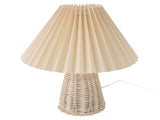 Pleated Table Lamp with Remote Control Modern Beige Fabric Shade Rattan Base Nightstand Lamp for V1294-YM0901-3119240061911