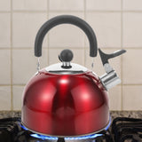 Red Stainless Steel Whistling Tea Kettle with Handle, Water Boiling Pot for Kitchen and Daily Use V1192-AZ-W-22533