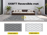 Gardeon Outdoor Rugs 152x244cm Large Carpet Reversible Area Mat PP Dual-Sided Patio Rug Maroc OR-5X8FT-MAROC-GY