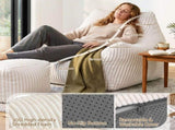 Artiss Bean Bag Sofa w/Ottoman Corduroy for Adults Teens White SBED-N-01-WH