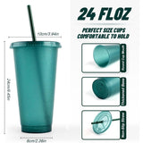 5Pack 24oz Reusable Glitter Cups with Lids and Straws Plastic Tumblers Travel Mugs Glasses for V1192-AZ-W-17345