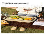 Collapsible Picnic Basket with Mini Table Lid Portable Folding Storage Crate with Cup Holders and V888-ELOSUNG41587