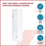 Grey Two-Door L-shaped Office Gym Shed Storage Lockers V63-835141