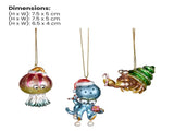 Christabelle 3 Sea Animal Christmas Ornaments Assorted Novelty Figures 7.5cm Xmas Tree Decorati 112_SHD2006
