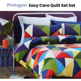 Belmondo Pentagon Triangles Easy Care Quilt Cover Set Queen V442-CAP-QUILTCS-PENTAGON-MULTI-QS