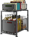 CARLA HOME 2-Tier Under Sink Organizer with Sliding Drawers & Height Adjustable for Kitchen Bathroom V178-36395