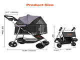Pet Stroller, 16KG Weight Capacity, Foldable Dog Stroller Cart, 4 Wheels Cats Pram with Detachable V952-CWTCCGK4QSHD9M2U7V0