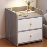 Two-Tone Nightstand Light Gray Wood White Drawers Safety Edge Wooden Knobs V360-ZC-FNBT0069-GYWT-2D-47