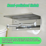 Stainless Steel Double Toilet Paper Holder Towel Roll Tissue Rack Storage Shelf V63-825811