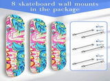 12Pcs Skateboard Hanger, Skateboard Wall Mount Wall Hanger Rack Storage Display Holder for V1366-AZ2-W-14646