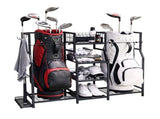 Everfit Golf Bag Storage Golfing Equipment Rack Holds 2 Bags 16 Clubs GSR-A-2T-BK