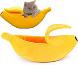 Banana-shaped pet bed - Creative dog and cat kennel - Warm and soft plush puppy mat - Cute fruit V1188-MS101-00783-1
