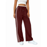 Women'S Track Pants Loose Straight Leg Jogging Sweatpants Warm-Up Sports Deep Red M V1192-AZ-W-20733