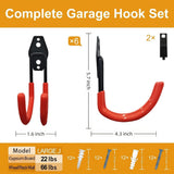 Garage Hooks, 6 Pack Large Round Wall Hooks for Hanging Heavy Duty Ladders, Bikes, Tools Ideal for V1107-118-34300
