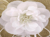 3X Flower Girl Basket Rustic Burlap for Vintage Rustic Wedding Party Flower Basket with Pearl Handle V1369-AZ3-W-12746