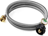 6 Feet Stainless Braided Hose Adapter With Tank Gauge, 1 lb to 20 lb Propane Converter for Stove, V1258-DP02-C-272