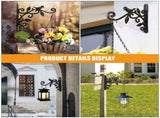 Heavy Duty Black Metal Hanging Planter Bracket Wall Hook for Outdoor Garden, Patio Plant Hanger V1192-AZ-W-22429