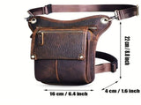 Leather Fanny Pack Top Grain Cowhide Travel Fanny Pack Adjustable Belt Fanny - Gray - Size M V1347-127-53785-GRY-M