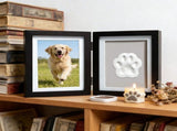 Pet Cat Dog Paw Print Kit 7 Inch Double Opening Photo Frame, Ink Free Mess Free Commemorative Memory V1366-AZ2-W-19826