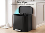 Cefito 20L Trash Bin Steel Pedal Bins Soft Close Kitchen Rubbish Waste Can Black RB-20L-1C-BK