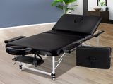 Zenses Massage Table 70cm Portable 3 Fold Aluminium Beauty Bed Black MT-ALUM-GA301-BK-70