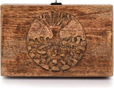 Engraved Mango Wood Keepsake Box, Tree of Life Jewelry Organizer with Latch Closure, Rustic Wooden V1237-ZY-924-076