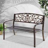 Gardeon Outdoor Garden Bench Seat Steel Outdoor Furniture 3 Seater Park Bronze GB-STEEL-XG201-BZ