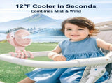 Portable Misting Stroller Fan with 4 Speeds & 360&deg Adjustable Tripod, Quiet Rechargeable Baby Fan V1107-CS-MNBZYFSF