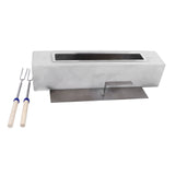 Tabletop Fire Pit Rectangle Concrete Grey Stainless Steel Liner with Lid Sticks Small Portable V1294-YM0901-3111230275111