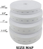 1 Inch by 32 Yard White Buttonhole Elastic Band Heavy Stretch High Elasticity Knit Elastic Band V1258-DP02-F-571