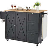 VEVOR Kitchen Island Cart Rolling Storage Cabinet on Wheel with Drawer & Shelves V952-QFBYDKCFD3XJC3ZMWV0