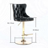 4x Height Adjustable Swivel Bar Stool Velvet Studs Barstool with Footrest and Golden Base- Grey V226-SW1912GY-2