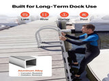 Removable Dock Ladder, 4 Steps, Aluminum Alloy Pontoon Boat Swim Ladder, with Non-Slip Wide Steps, V952-MTZTCXSWPJ50ALQSF001V0
