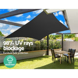 Instahut Shade Sail 5x7m Rectangle 280GSM 98% Black Shade Cloth SAIL-H-5X7-C-BK