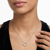 Radiant Sunflower Moissanite Pendant Necklace Sparkling Round Cut Halo Charm in Polished Silver, V1341-ZY-6HWU7YGH-MOISSANITE-PREMIUMS925