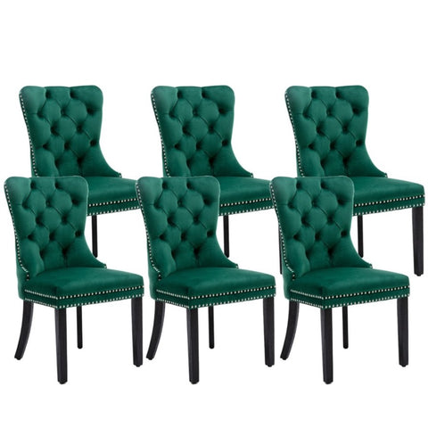 6x Velvet Dining Chairs- Green V226-SW1901GN-3