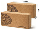 Natural Cork Yoga Blocks 2 Pcs High-Density, Non-Slip Yoga Blocks for Balance, Strength & V1181-AGYOGABLOCK