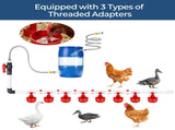 57 Pcs Automatic Chicken Waterer System Set, Chicken Watering Kit with 8 Water Cups & Float Valve, V1107-CS-OIBTKD8