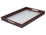 Serving Tray Walnut Wood Vintage Glass Cake Bread Breakfast Snack Plate Elegant Rectangle Tray V1294-YM0703-3118230019011