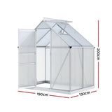 Green Fingers Greenhouse Aluminium Polycarbonate Premium Garden Storage Shed 1.3Mx1.9Mx2.0M GH-ALU-126X190-TP-AB