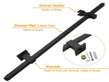WELS Matt Black 8" Rainfall Shower Head 3 Modes Handheld Wall Rail Arm 2in1 Mixer Set V1233-C6202BHS002M4CBKSS108BKSQ201B