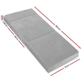 Giselle Bedding Foldable Mattress Folding Foam Bed Mat Light Grey FOAM-MFM-CU01-VEL-LI-GY
