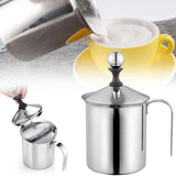 Stainless Steel Manual Milk Frother, Hand Pump Coffee Frother with Filter Screen for Cappuccino, V1370-AZ4-12385