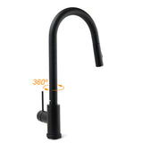 Matt Black Round Pull Out Down Kitchen Sink Tap Laundry Basin Mixer 2 Way Spout V1233-KRD519BL
