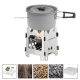 Portable Folding Stainless Steel Wood Stove Outdoor Camping Cookware with Storage Sack for V1366-AZ2-W-14806