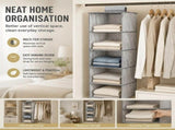 Cotton Linen Multi-Tier Hanging Garment Caddy, 5 Tier, Grey, Tidy Closet Layout V1221-XM-LB2104-ZS51