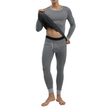 Thermal Underwear Set for Men Knit Horizontal Stripe Winter Warm Base Layer Top and Bottom for Cold V1294-YM0901-3117240269214
